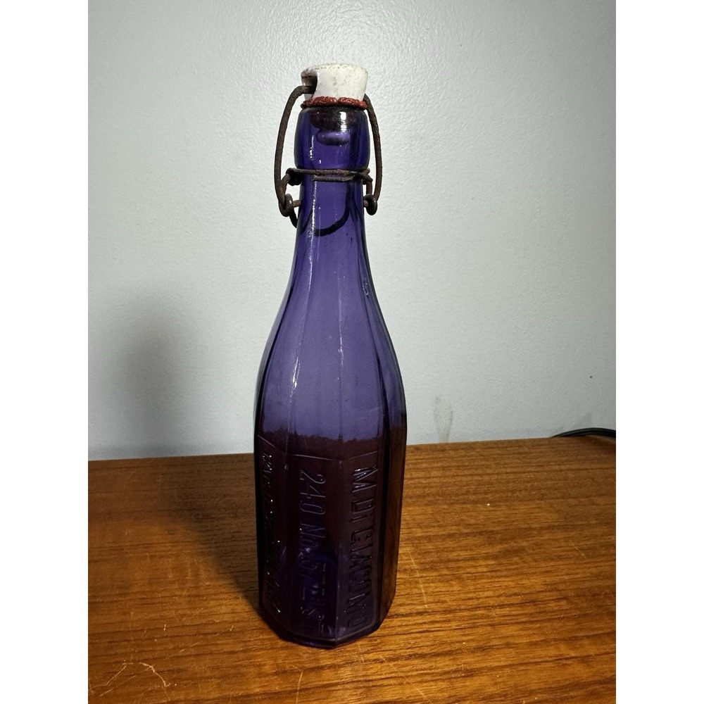 Antique M Di Giacomo Philadelphia Purple Soda Bottle Swing Top 11 Oz Rare